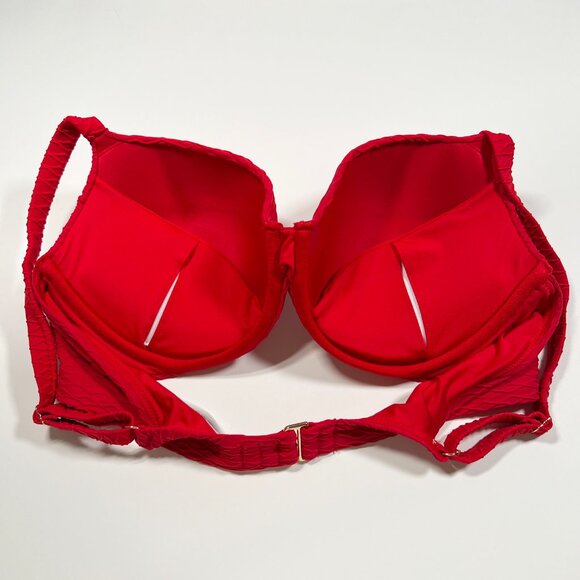 Victoria Secret 40DD Twist Front Push Up Bikini Top Underwire Textured Red - Picture 6 of 8